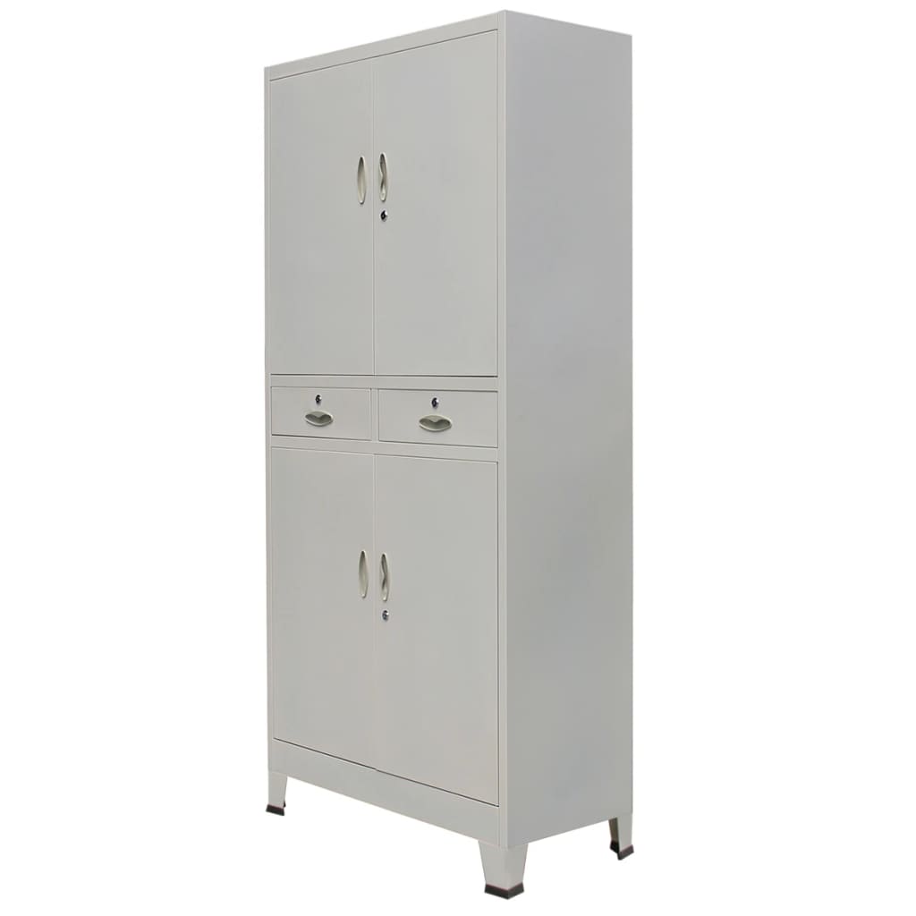 vidaXL Office Cabinet File Cabinet Filing Cabinet with 2 Doors Steel Gray