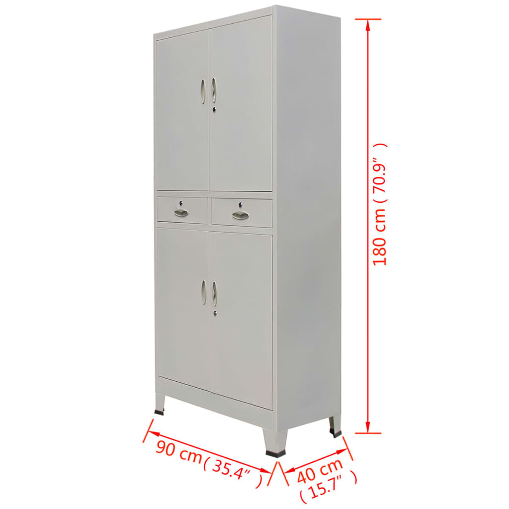 vidaXL Office Cabinet File Cabinet Filing Cabinet with 2 Doors Steel Gray
