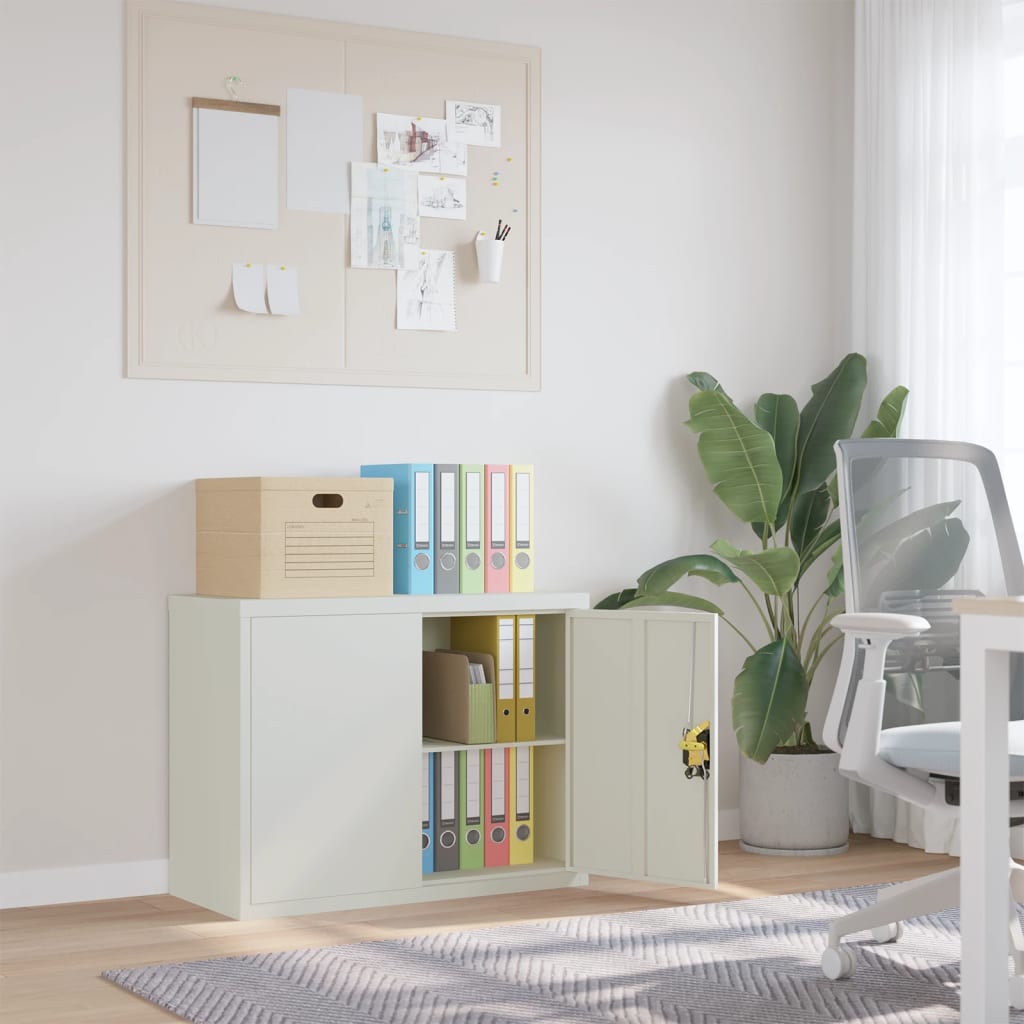 vidaXL Office Cabinet File Cabinet Storage Filing Cabinet with 2 Doors Steel