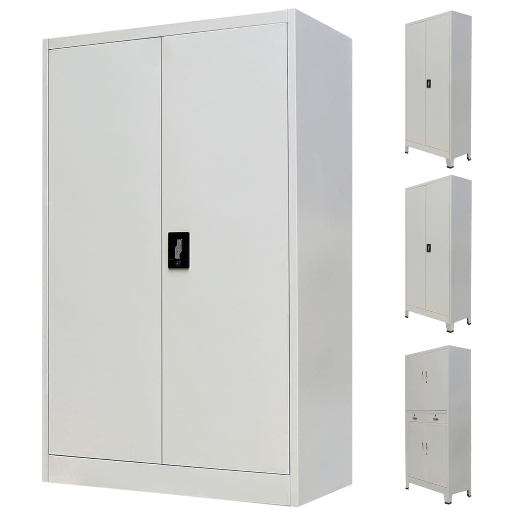 vidaXL Office Cabinet File Cabinet Filing Cabinet with 2 Doors Steel Gray