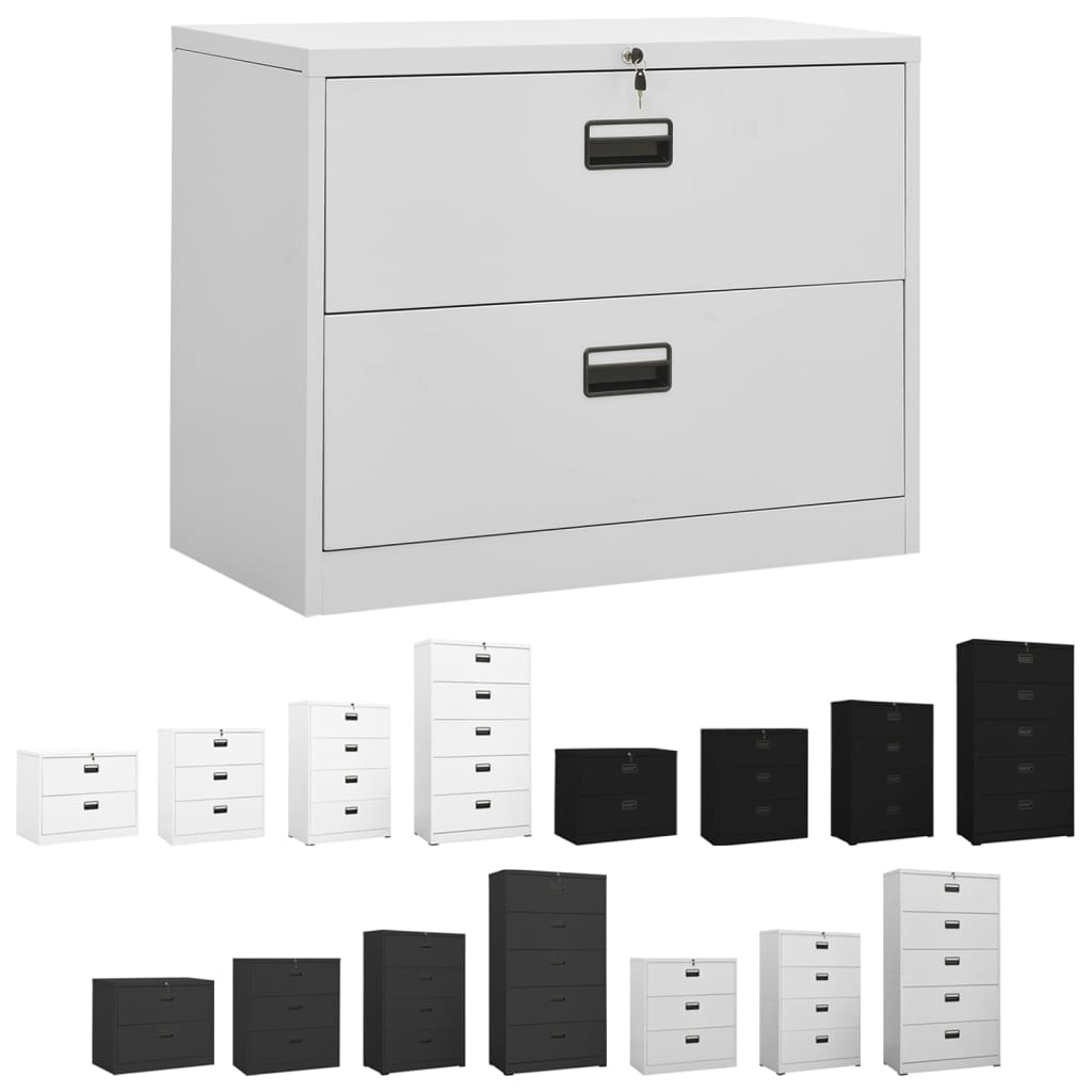 vidaXL Filing Cabinet Under Desk Office File Cabinet Storage Cabinet Steel