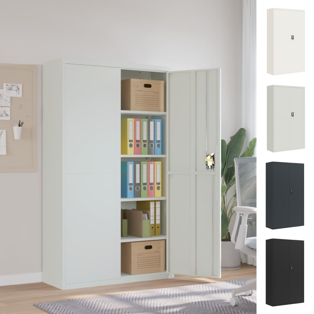 vidaXL File Cabinet Lockable Storage Unit Filing Cabinet with Doors Steel